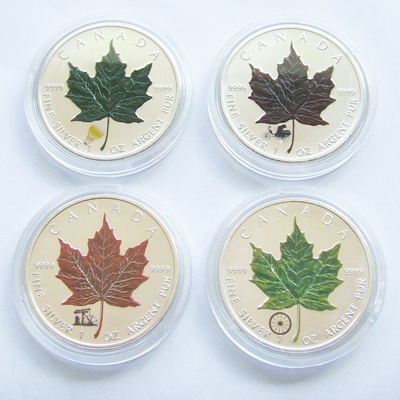 2011 4 x 1oz Silver Maple - Colour 'Inventions' Series - Click Image to Close